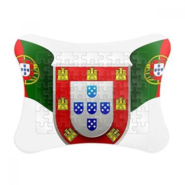 Imagem de Emblema nacional de Portugal, moldura de quebra-cabeça com símbolo de país para decoração de imagem