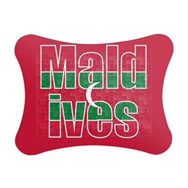 Imagem de Moldura de quebra-cabeça com nome da bandeira do país das Maldivas para decoração de imagem