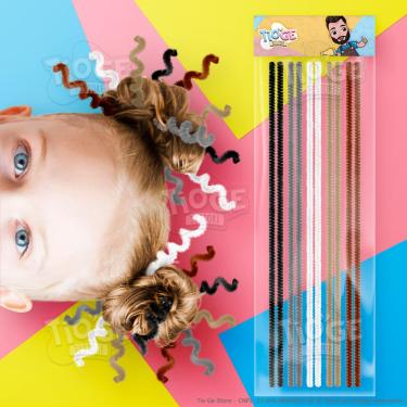 Imagem de Hastes Flexíveis de Pelúcia Cabelo Maluco Artesanato Limpador Chenille Cores Neutras 10 unid