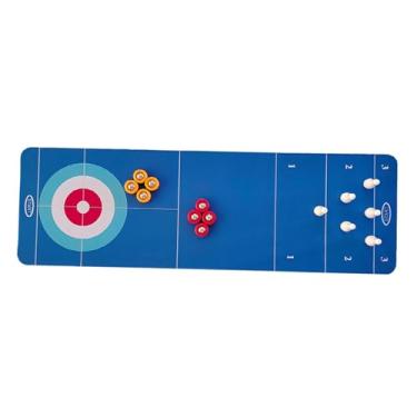 Imagem de Vaveren Jogo de mesa de shuffleboard interno portátil, jogo de boliche, conjunto de jogo de tabuleiro 3 em 1 com tapete de jogo
