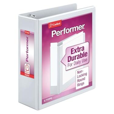 Imagem de Cardinal Fichário com 3 anéis, fichário ClearVue de 7,6 cm, anéis redondos, capacidade para 625 folhas, capas ClearVue personalizáveis, sem PVC, branco (67524)