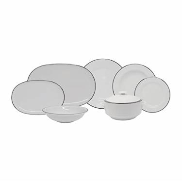 Imagem de Serviço de Jantar 41 peças em Porcelana, Modelo Redondo Itamaraty, Decoração Filete Prata, Porcelana Schmidt