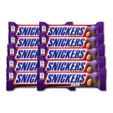 Imagem de Chocolate Snickers Dark Meio Amargo Kit 10 Unidades De 42G - Mars