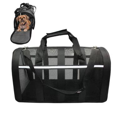 Imagem de Bolsa Transporte Gato Cao Cachorro Pet Faixa Refletiva Animal de Estimaçao Pequeno Porte