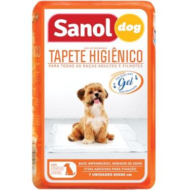 Imagem de Sanol Dog Tapete Higiênico Descartável Para Cães 7 Unidades Branco Tamanho Total 60Cm X 80Cm Tamanho De Absorvição 50Cm X 56Cm