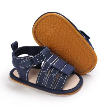 Imagem de Save Beautiful Summer Baby Sandals para meninos com sola macia antiderrapante para primeiros passos, A01/Azul com sola de borracha, 6-12 Months Infant