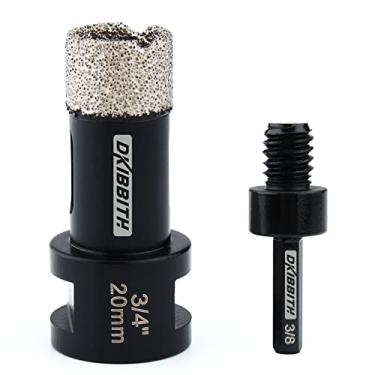 Imagem de DKIBBITH Brocas de núcleo de diamante seco de 3/4 polegadas azulejo de 20 mm soldadas a vácuo serra de furo para porcelana granito cerâmico tijolo concreto com rosca 5/8-11 para adaptador de haste hexagonal de 3/8 polegadas, preto