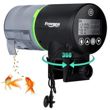 Imagem de FREESEA Alimentador automático de peixes para aquários: dispensador automático de alimentos programável - alimentador de temporizador de férias para aquário inteligente (operado por bateria)