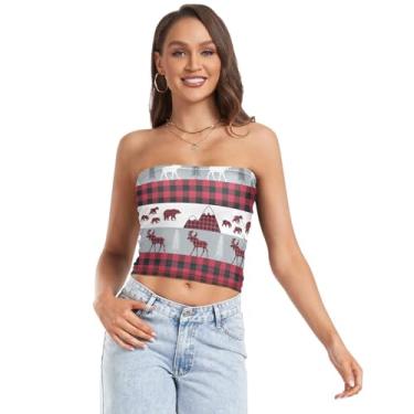 Imagem de Camiseta feminina sem alças, esportiva, sem alças, para festa adolescente, xadrez, búfalo, Xadrez Buffalo, P