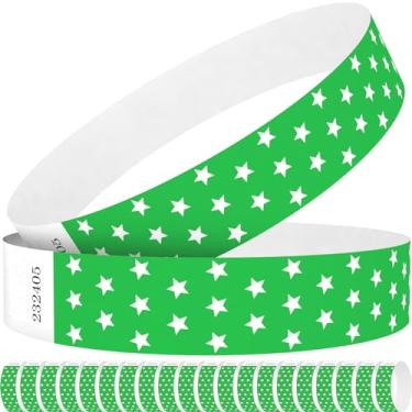 Imagem de WM infinite Pulseiras de papel verde Neon Stars para eventos, 1000 unidades de pulseiras de papel de 1000 unidades para entrada de eventos, festivais, festas, clubes (verde estrela neon, 1000)