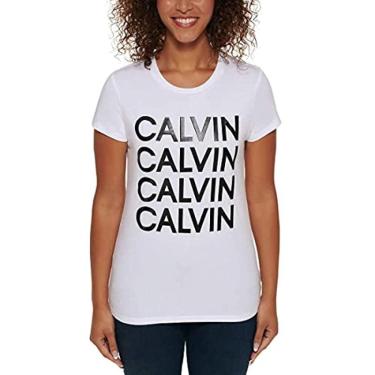 Imagem de Camiseta Calvin Klein Jeans para mulheres (Branco, Extra-Grande)
