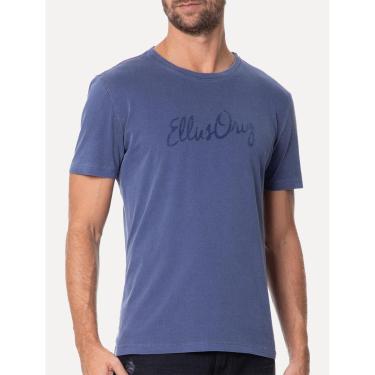 Imagem de Camiseta Ellus Masculina Cotton Washed Origin. Script Azul Escuro-Masculino