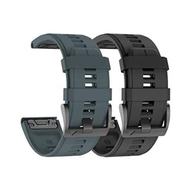 Imagem de hellosy Pulseira de silicone macia de 26 mm, compatível com Garmin Fenix 5X/5X Plus/6X/6X Pro/7X/7X Pro/8 (51 mm)/Tactix/Descent/D2/Quatix 3/Enduro (preto)
