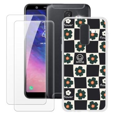 Imagem de MILEGOO Capa para Samsung Galaxy A6 Plus 2018 + 2 peças protetoras de tela de vidro temperado, capa de TPU de silicone macio à prova de choque para Samsung Galaxy A9 Star Lite (6 polegadas)