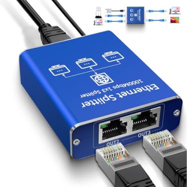 Imagem de STEAMEMO Divisor Ethernet 1 a 3 de alta velocidade 1000 Mbps, divisor Gigabit Ethernet, divisor LAN com cabo de alimentação USB, divisor RJ45 para cabo Cat5/5e/6/7/8