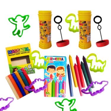 Imagem de 40 Cortadores + 20 Massinha de Modelar + 20 Bolha de Sabao + 20 Giz de Cera 6 Cores Kit Infantil Para Crianças Brinquedos Educativo Lembrancinha