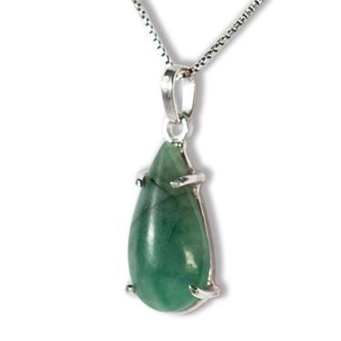 Imagem de Colar Gota Lisa Esmeralda Natural Classe B Garra Prata 950