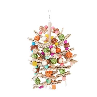 Imagem de IEUDNS Pássaro mastigar brinquedos brinquedos pássaro brinquedos pendurado gaiola brinquedo para araras, papagaios cinzentos africanos, 36cmx18cm