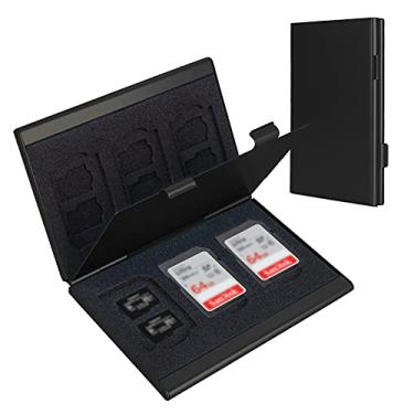 Imagem de Suporte para cartão SD, capa para cartão SD, capa para cartão de memória LAVILI CF, capa rígida de liga de alumínio, capacidade de camada dupla para cartões 6SD e 12 cartões TF cor preta