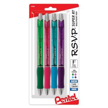 Imagem de Pentel Caneta esferográfica RSVP Super RT (0,7 mm) de linha fina, tinta sortida, (DPSV), pacote com 4 - BX477BP4M1