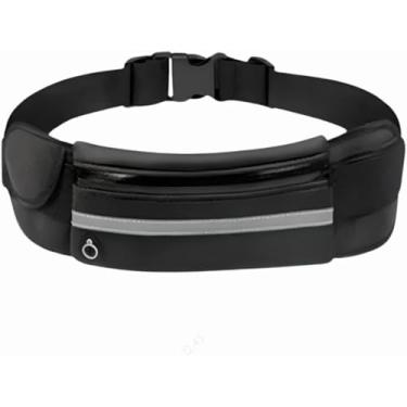 Imagem de Pochete Slim Fitness Impermeável Porta Dólar Celular Cinta Corrida Academia Bike Caminhada Lazer Garrafa Documento Esportiva Unissex (Preto)