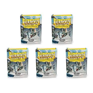 Imagem de 5 Packs Dragon Shield Classic Silver Standard Size 100 ct Card Sleeves Value Bundle!