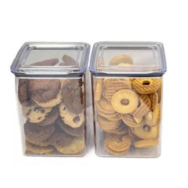Imagem de Kit 2 Potes Herméticos  1,1 Litros Cristal Porta Mantimentos Qualyplas