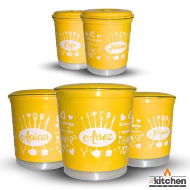 Imagem de Jogo Kit Lata Porta Mantimento em Aluminio Amarelo com Nome - Fortplas