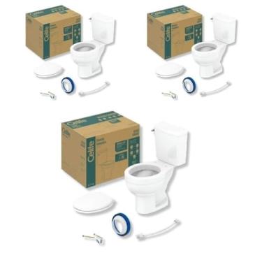 Imagem de Kit 3 Vaso Sanitário com Caixa Acoplada com Acionamento Lateral e Assento Soft Close Branco