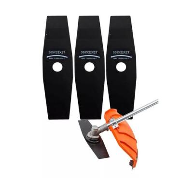 Imagem de 3 Lamina Faca P/ Roçadeira Stihl Fs220 Fs350 305x22mm - IDEIAPRO  