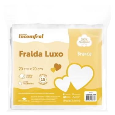 Imagem de Kit 15-fraldas de pano branca luxo 100% algodão - incomfral ref-320250