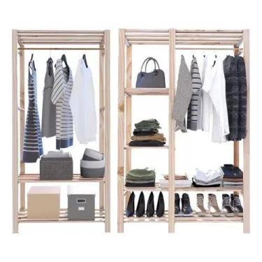 Imagem de Arara Guarda Roupa Duplo Industrial Pinus Expositores - Technox