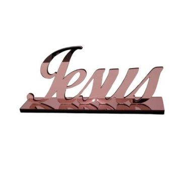 Imagem de Palavra Decorativa - Jesus rose - Enfeite Decorativo de Mesa - Magicri