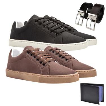 Imagem de Kit 2 Sapatênis Casual Versátil Masculino+ Cinto + Carteira - Rosa Hel