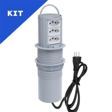 Imagem de Kit Torres De Tomadas Totem Manual Com Alça 3 Tomadas 10A - CONNECT CA