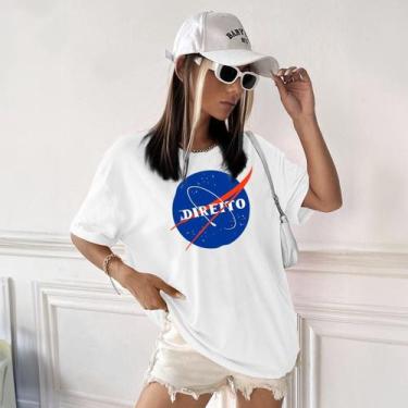Imagem de Camisa Camiseta Feminina Estampada Nasa Direito 100% Algodão Fio 30.1 