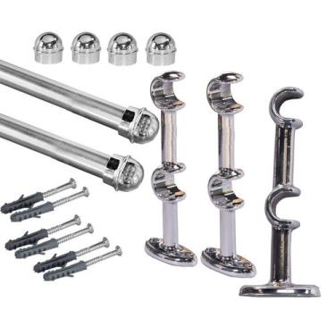 Imagem de Varão de cortina 4m duplo com 19 e19mm Cromado Resisteste Metal - Deco