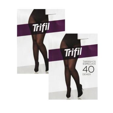 Imagem de 2 Meia Calça Grossa Trifil Opaca Plus Size Fio 40 W06101, EEE ou 3XG, 
