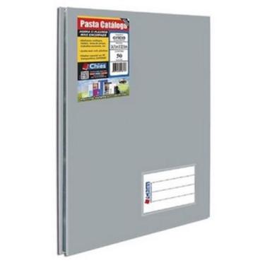 Imagem de Pasta Catálogo 4 Furos Chies 50 Sacos Plástico - Prata
