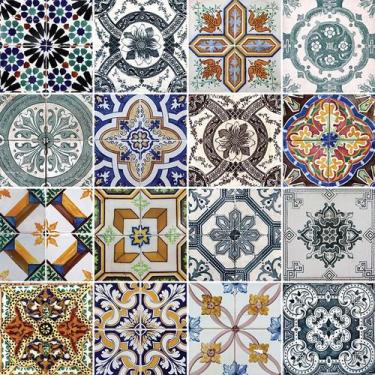 Imagem de Adesivo de Azulejo - Ladrilho Hidráulico - 10cm x 10cm - 16un - 321Azp