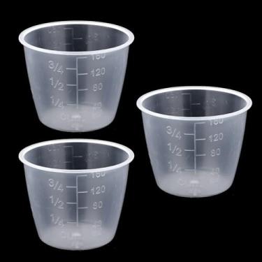 Imagem de Copo medidor de plástico transparente de 3 peças - copo de panela de arroz de 160 ml, pequeno copo de lavanderia, substituição para medir arroz e ingrediente líquido seco