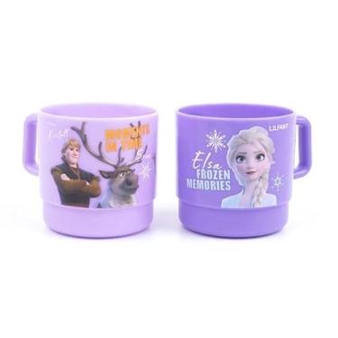 Imagem de Lilfant Conjunto de 2, caneca Frozen Elsa Princess, copo de plástico com alça, 250 ml, roxo