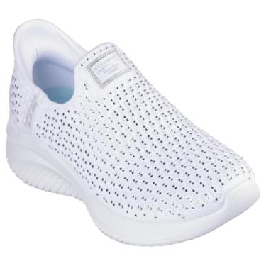 Imagem de Skechers Tênis feminino Martha Stewar Ultra Flex 3.0-Dazzling Hands Free Slip-ins, Branco/prata = wsl, 38