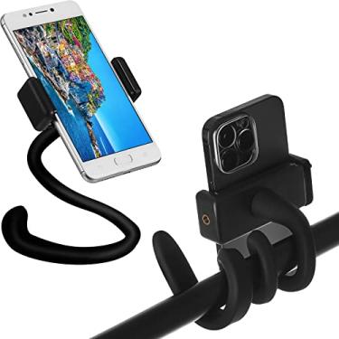 Imagem de 2 peças Suporte de telefone de carrinho de bebê portátil suporte universal para carrinho de bebê grampo de telefone com apoio de braço de silicone antiderrapante para carrinhos de compras (preto)