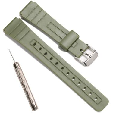 Imagem de Pulseira de resina de substituição F-91W compatível com Casio F-91W, masculina e feminina, acessórios de relógio (verde militar)