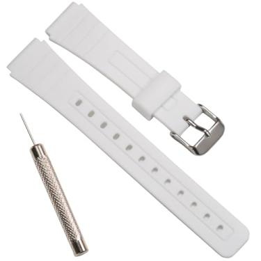 Imagem de Pulseira de resina de substituição F-91W compatível com Casio F-91W, acessórios de relógio masculino e feminino (branca)