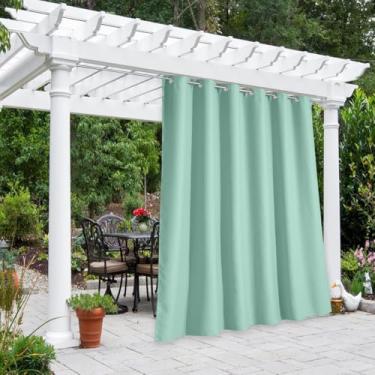 Imagem de NICETOWN Cortina externa para pátio, impermeável, extralarga, 213 cm, persianas verticais com isolamento térmico, ilhós inoxidáveis para varanda/gazebo/lanai, azul aqua, 1 peça, 213 cm C