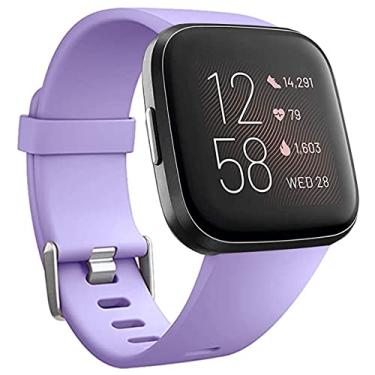 Imagem de Pulseiras de substituição compatíveis com Fitbit Versa/Versa 2/Versa Lite, pulseira de silicone ajustável clássica acessório pulseiras fitness para mulheres e homens, pequena e grande