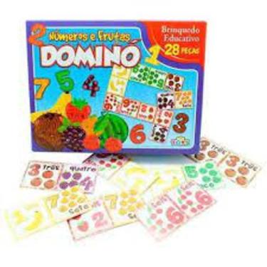 Imagem de Jogo Dominó Números E Frutas 28 Peças Cada Brinquedo Educativo - Mini 
