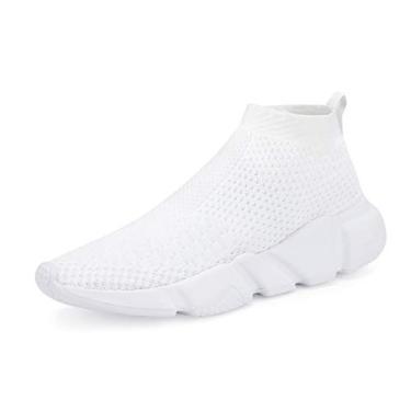 Imagem de CHUI Tênis de malha respirável para meninos e meninas, leve, fácil de calçar, casual, atlético, para caminhada (criança pequena/criança grande), 044-branco, 2 Little Kid